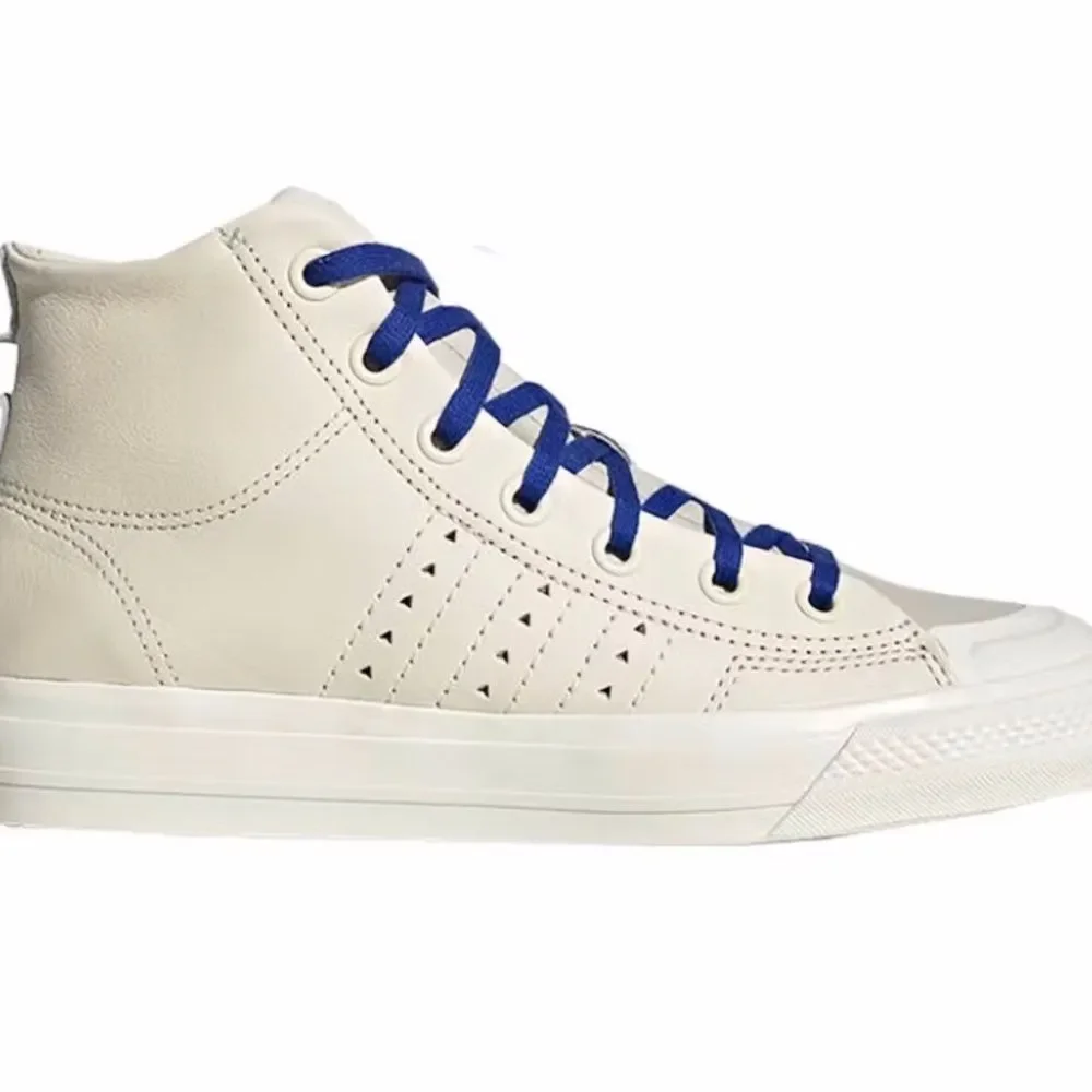 Adidas Men's Nizza Hi Pharrell FX8010 Ecru Tint and Royal Blue Sneakers Size 7
